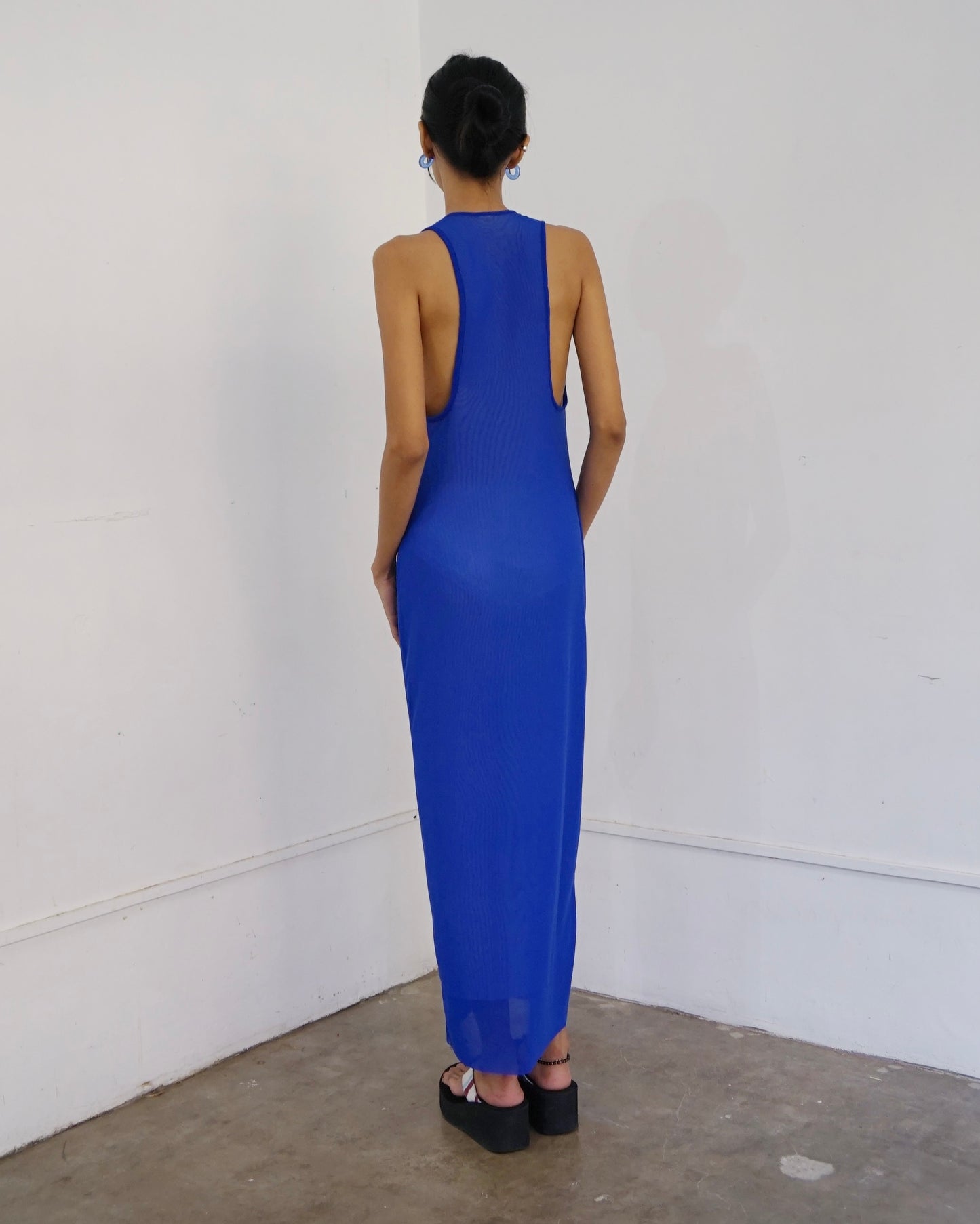 Racerback Mesh Dress Cobalt