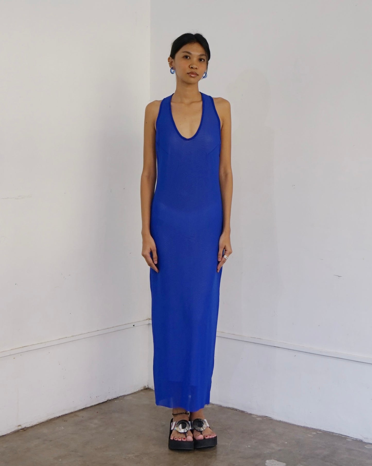Racerback Mesh Dress Cobalt
