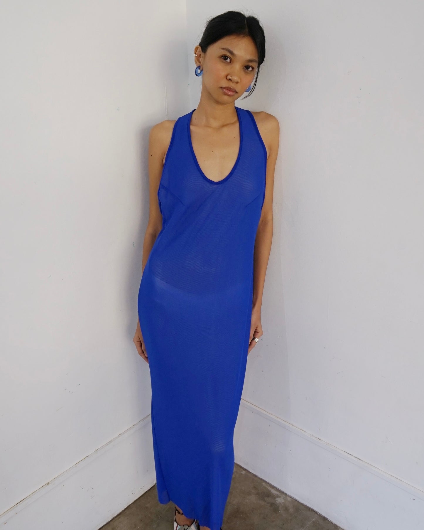 Racerback Mesh Dress Cobalt