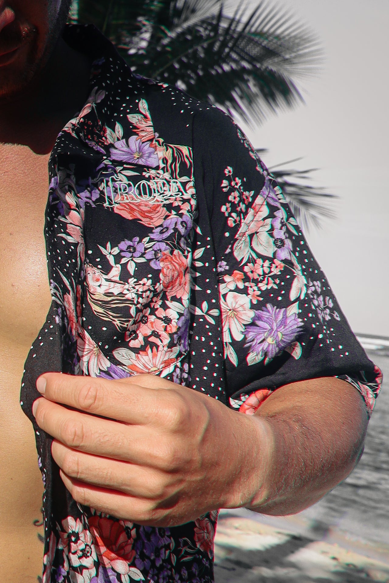 Men's Aloha Shirt Black Print