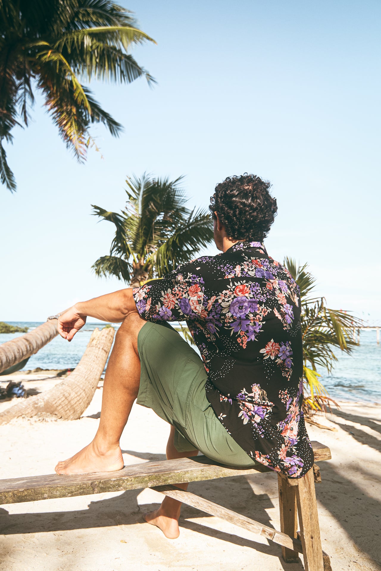 Men's Aloha Shirt Black Print