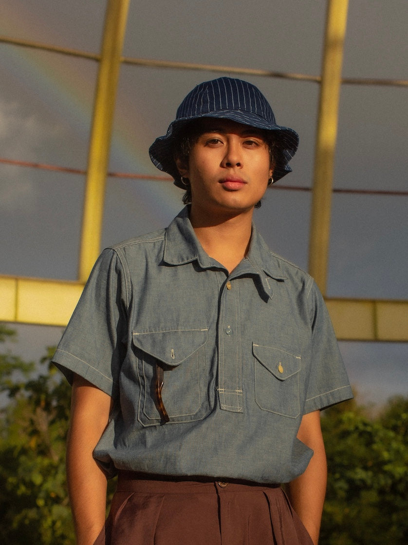 Tropa x Leon Denim Daisy Mae Hat Blue Stripes