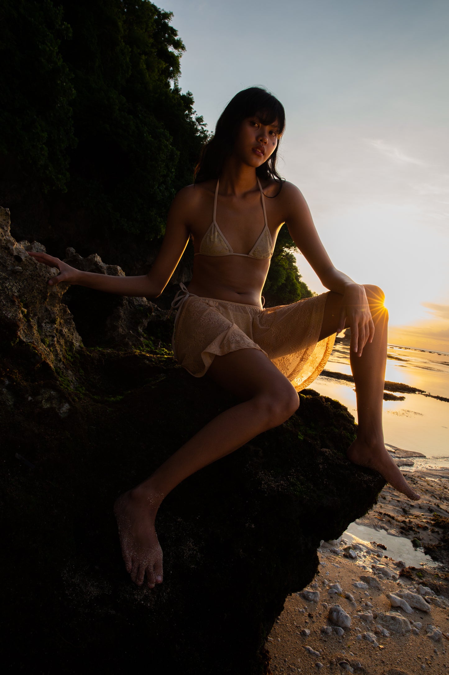 Bella Bikini Set Yellow Lace & Beige