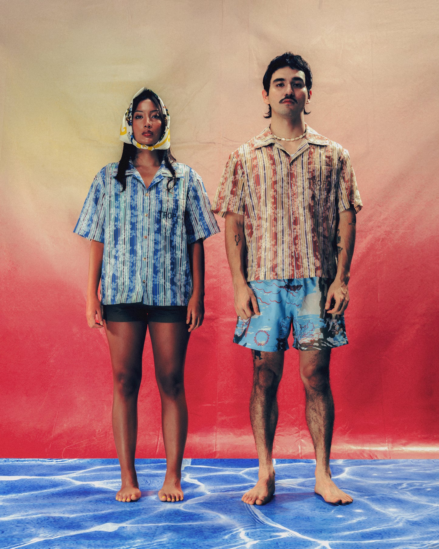 Hawaiian Polo Shirt Blue