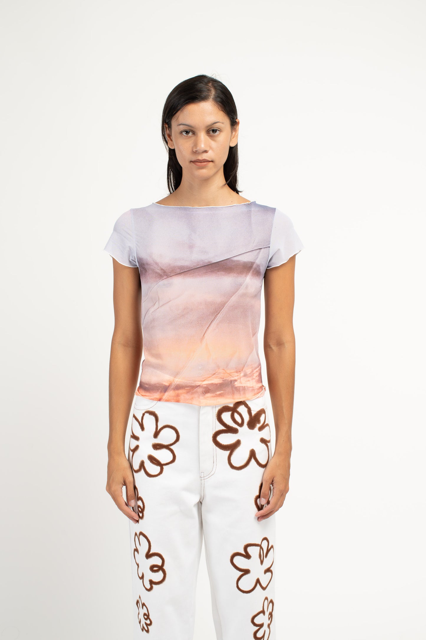 Sunset Mesh Baby Tee