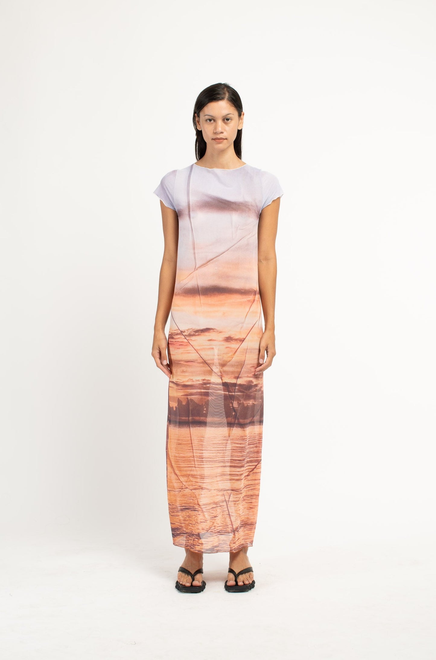 Sunset Mesh Baby Tee Dress