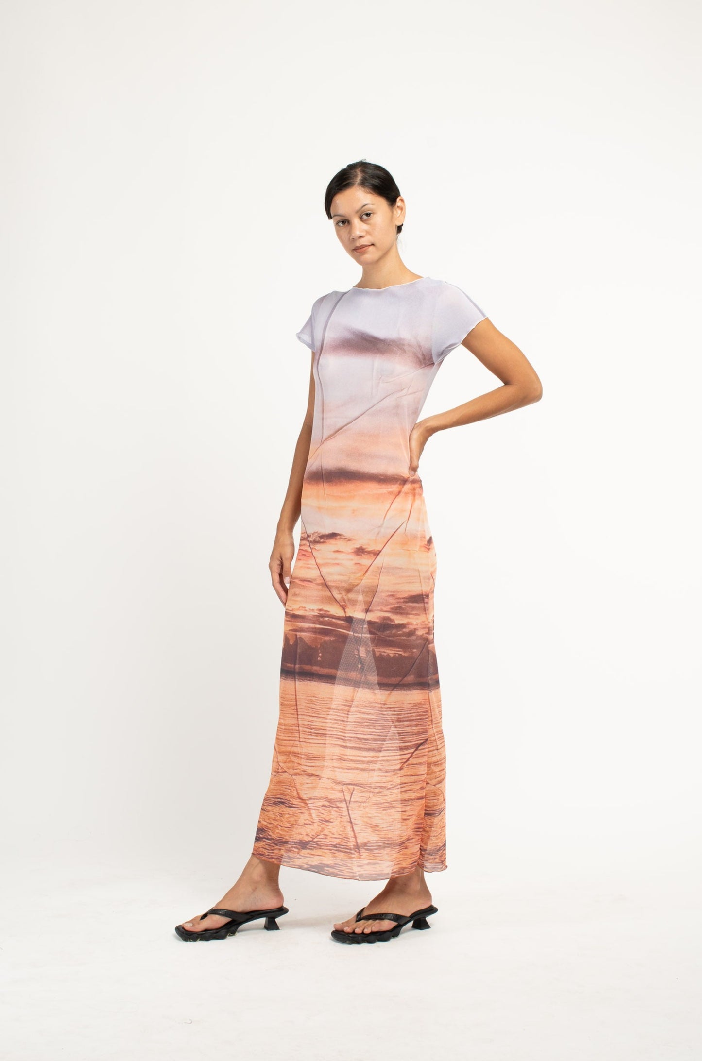 Sunset Mesh Baby Tee Dress