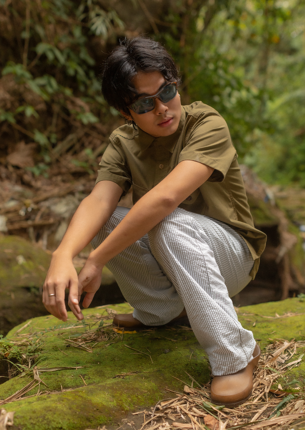 Tropa x Leon Denim Summer Pants Seersucker Olive