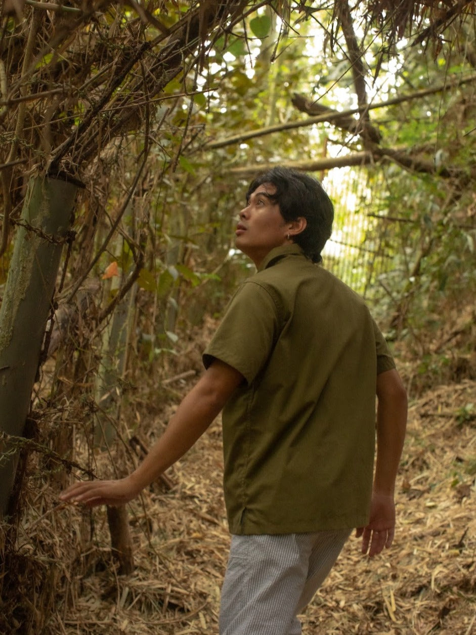 Tropa x Leon Denim Weekender Pullover Shirt Olive Popplin