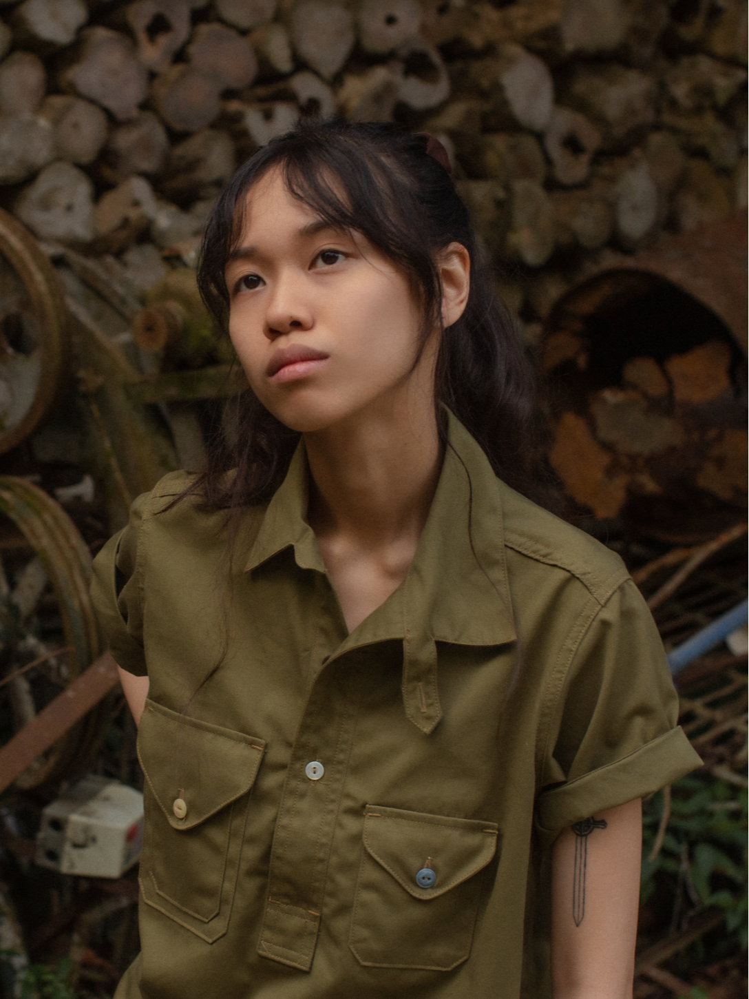 Tropa x Leon Denim Weekender Pullover Shirt Olive Popplin