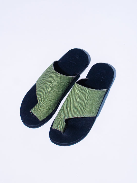 Green Lizard Skin Slides