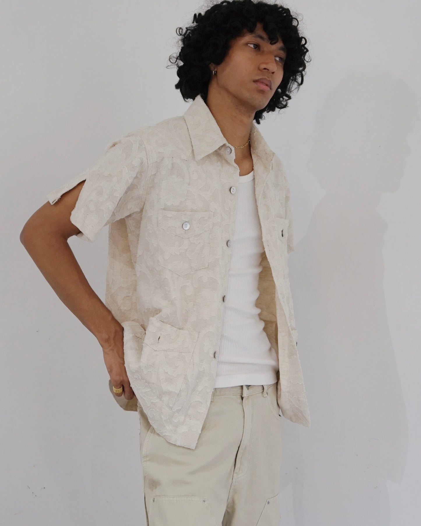 Leon Denim Hemingway Shirt Off White