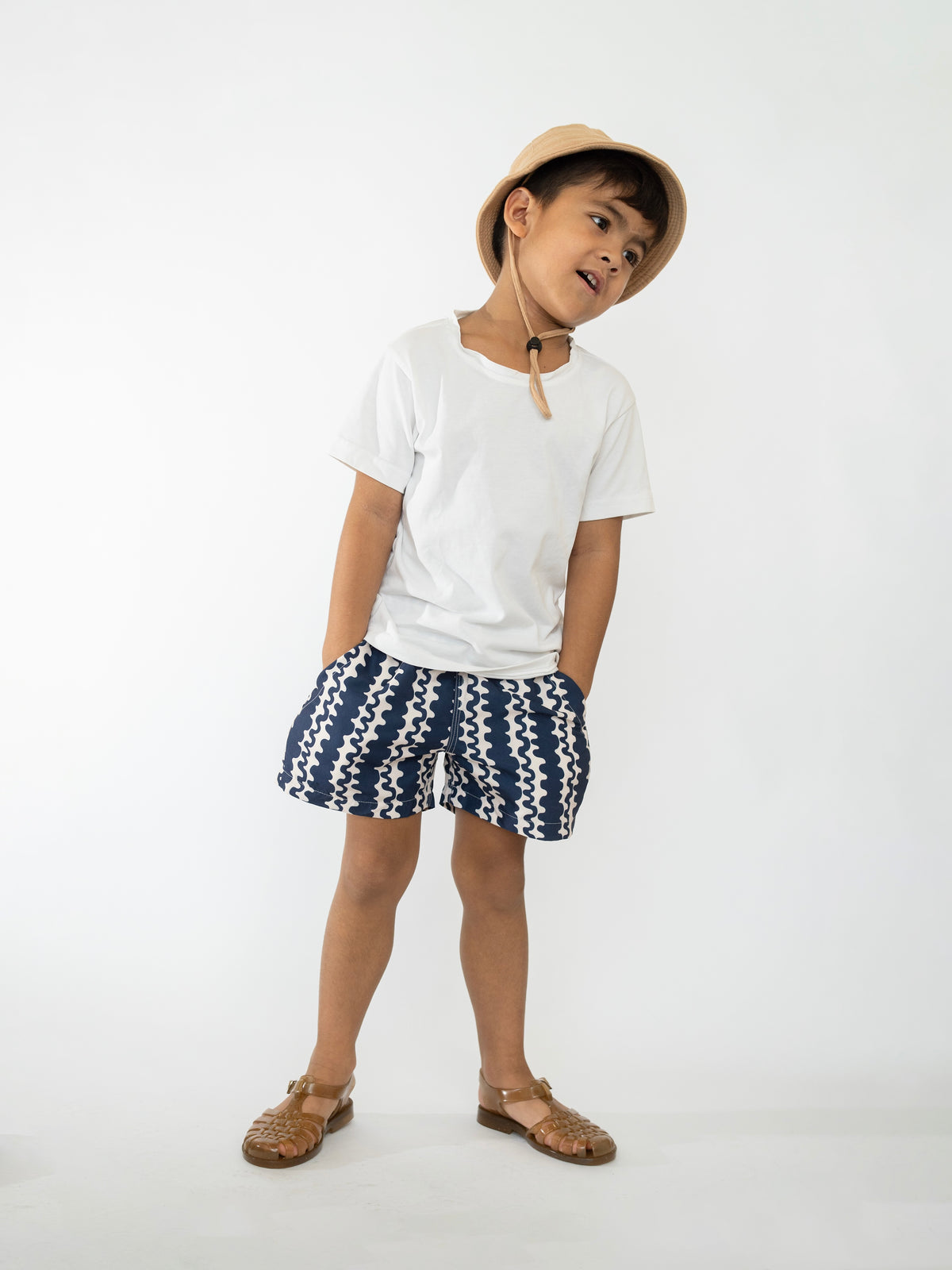 Kids Blue Scribble Swim Shorts