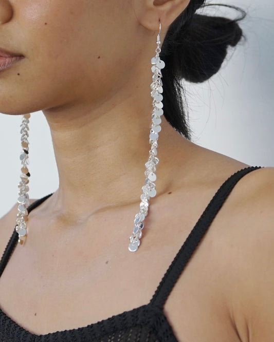 Tinsel Silver Earrings