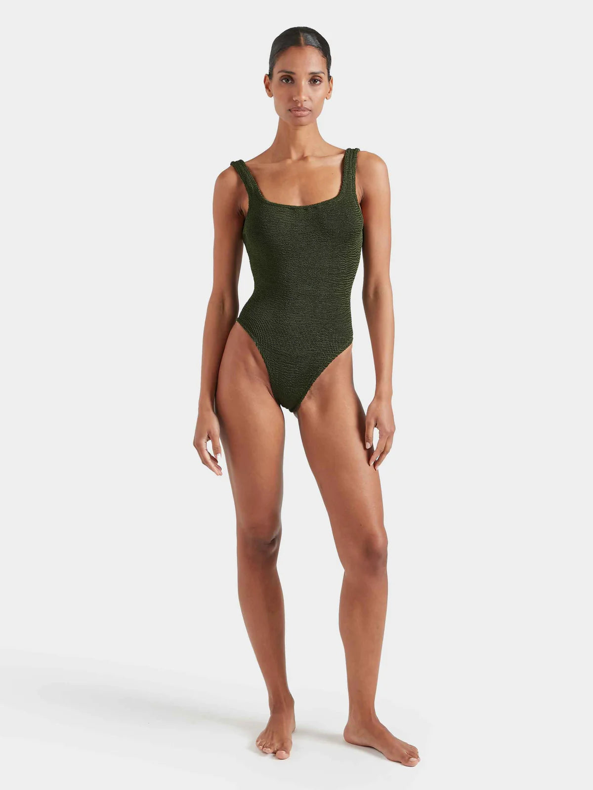 Square Neck Swim Metallic Khaki