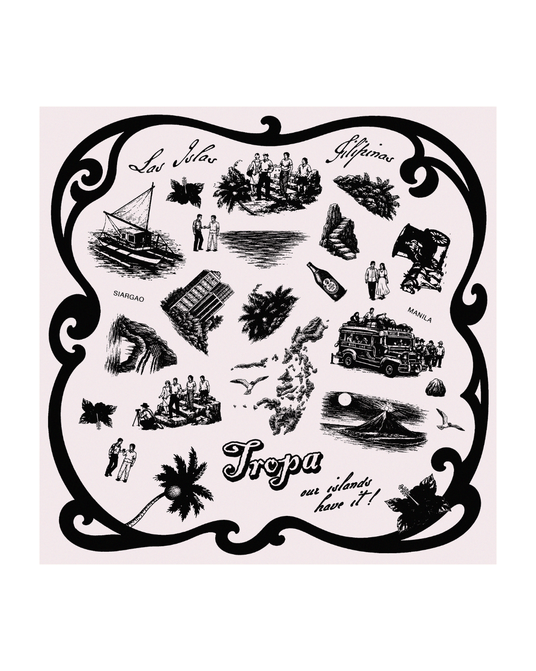 Souvenir Scarf Black & White