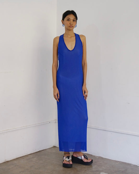Racerback Mesh Dress Cobalt
