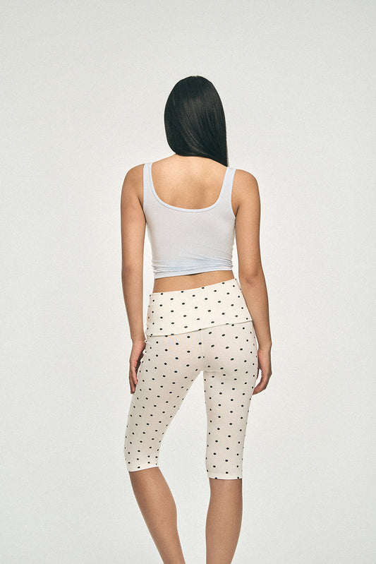 Off Duty Foldover Capri Polka Dot