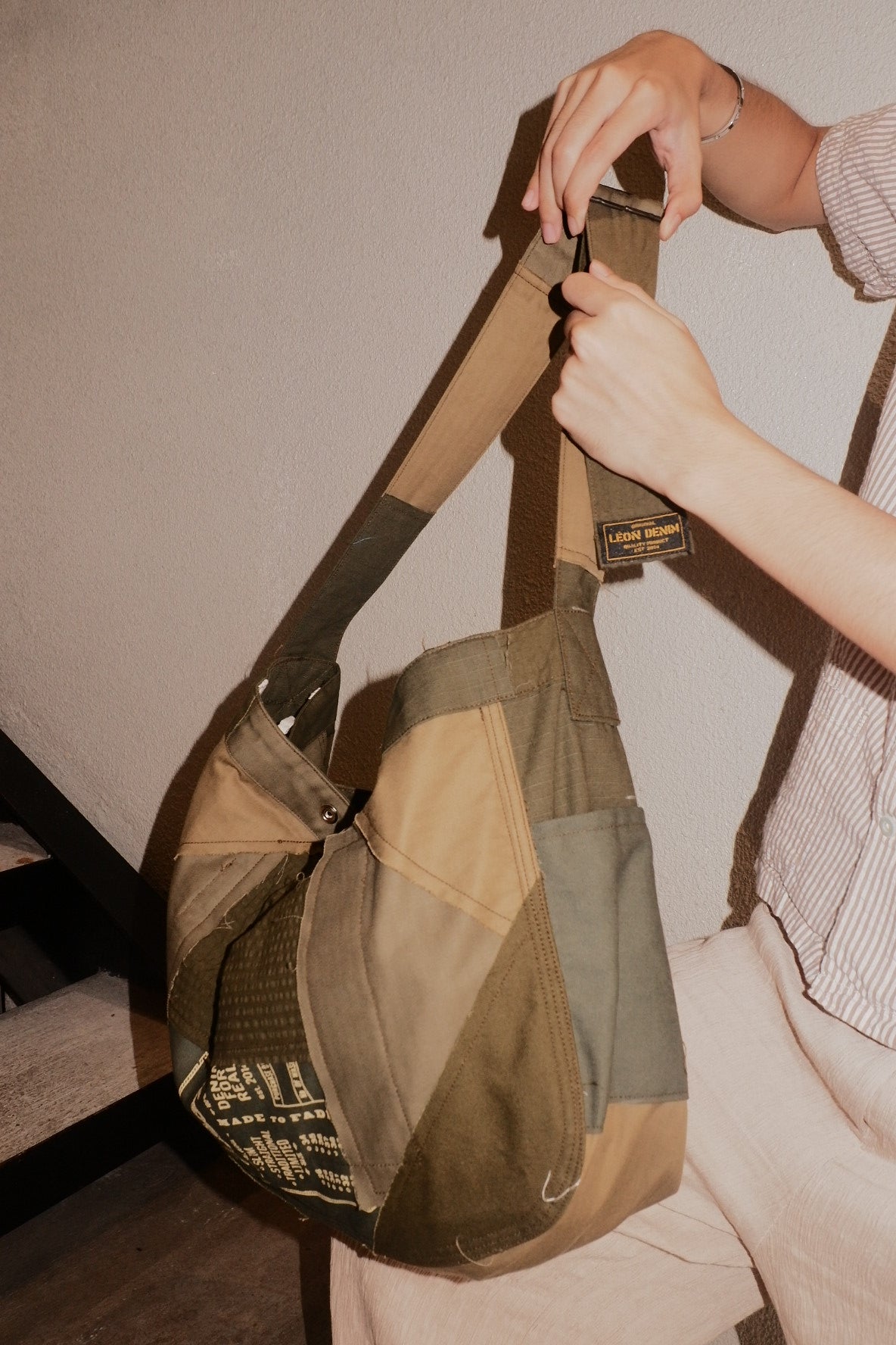 Patchwork Messenger Bag Army Green