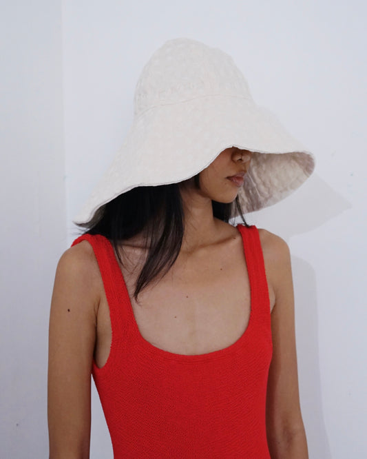 Ecru Waffle Brim Hat