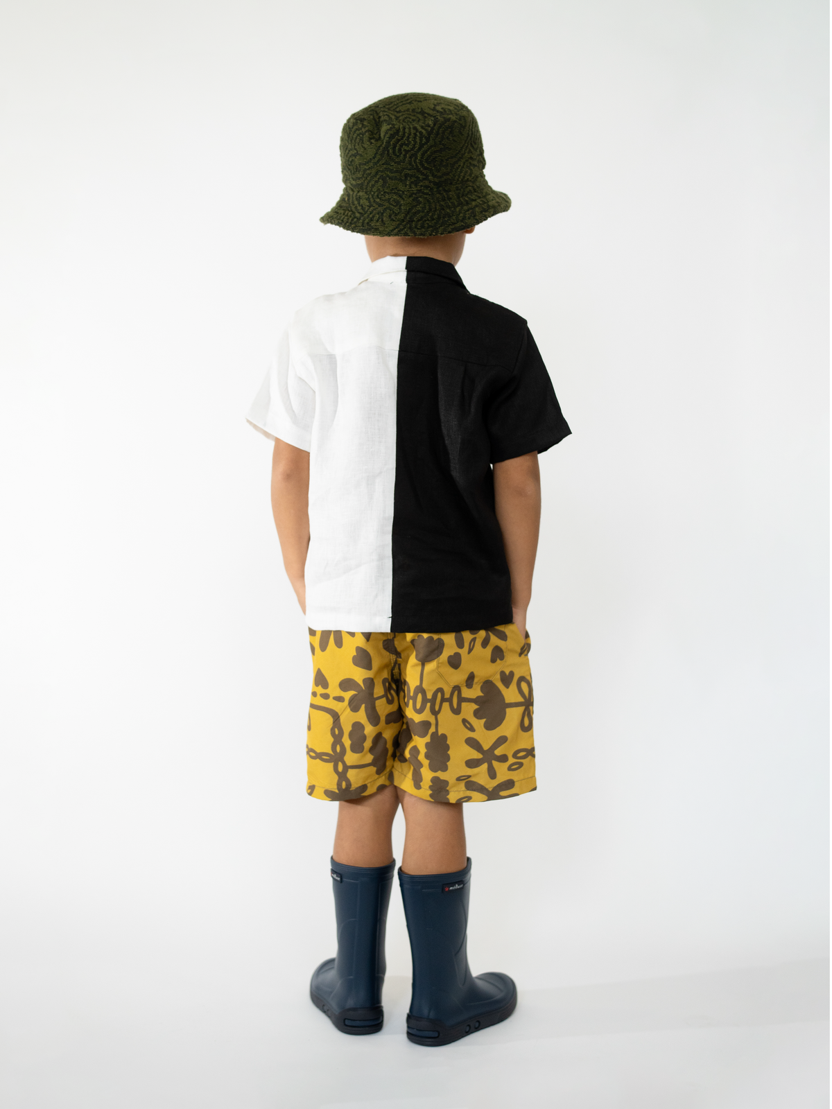 Boy's Split Camp Collar Pure Linen
