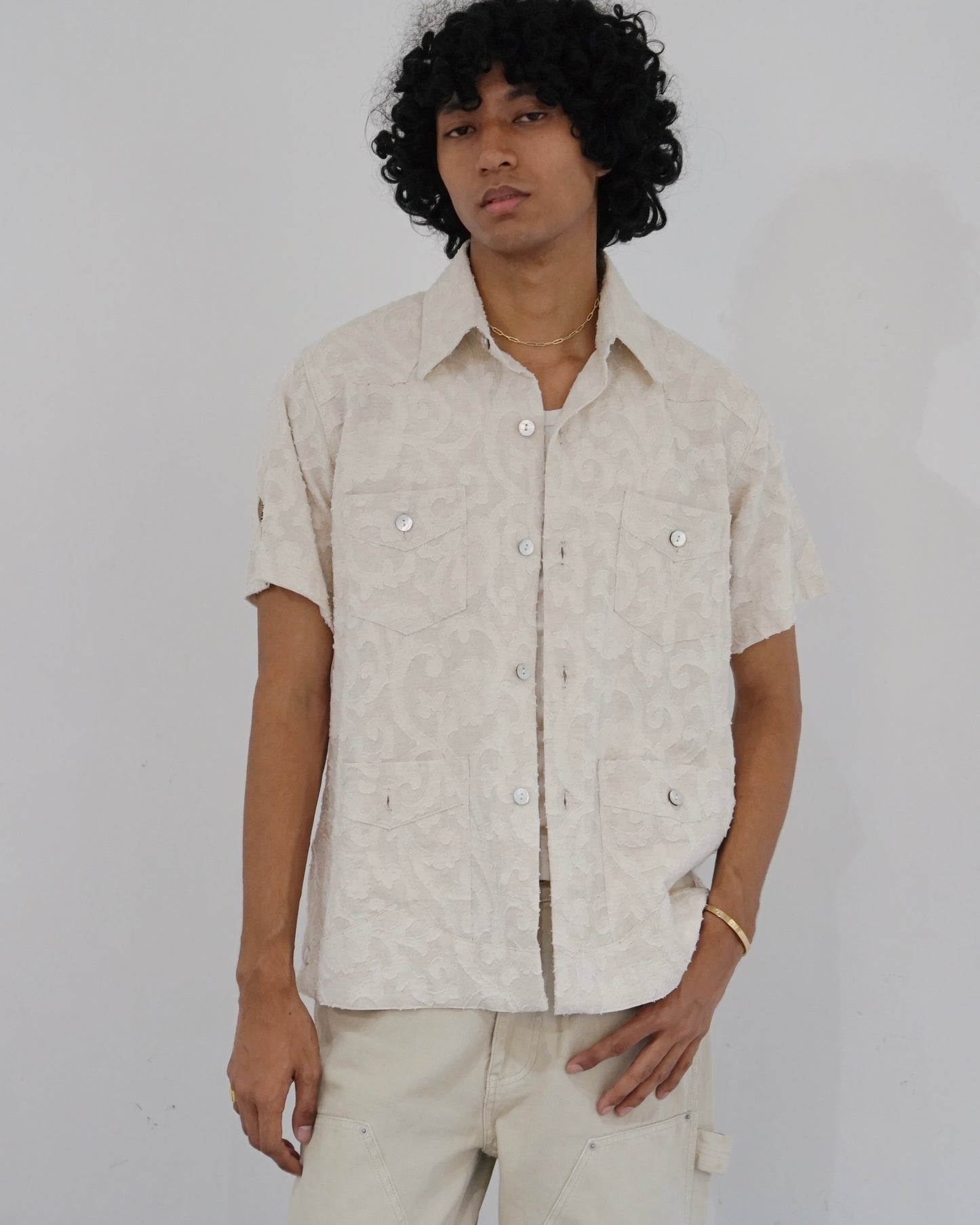 Leon Denim Hemingway Shirt Off White
