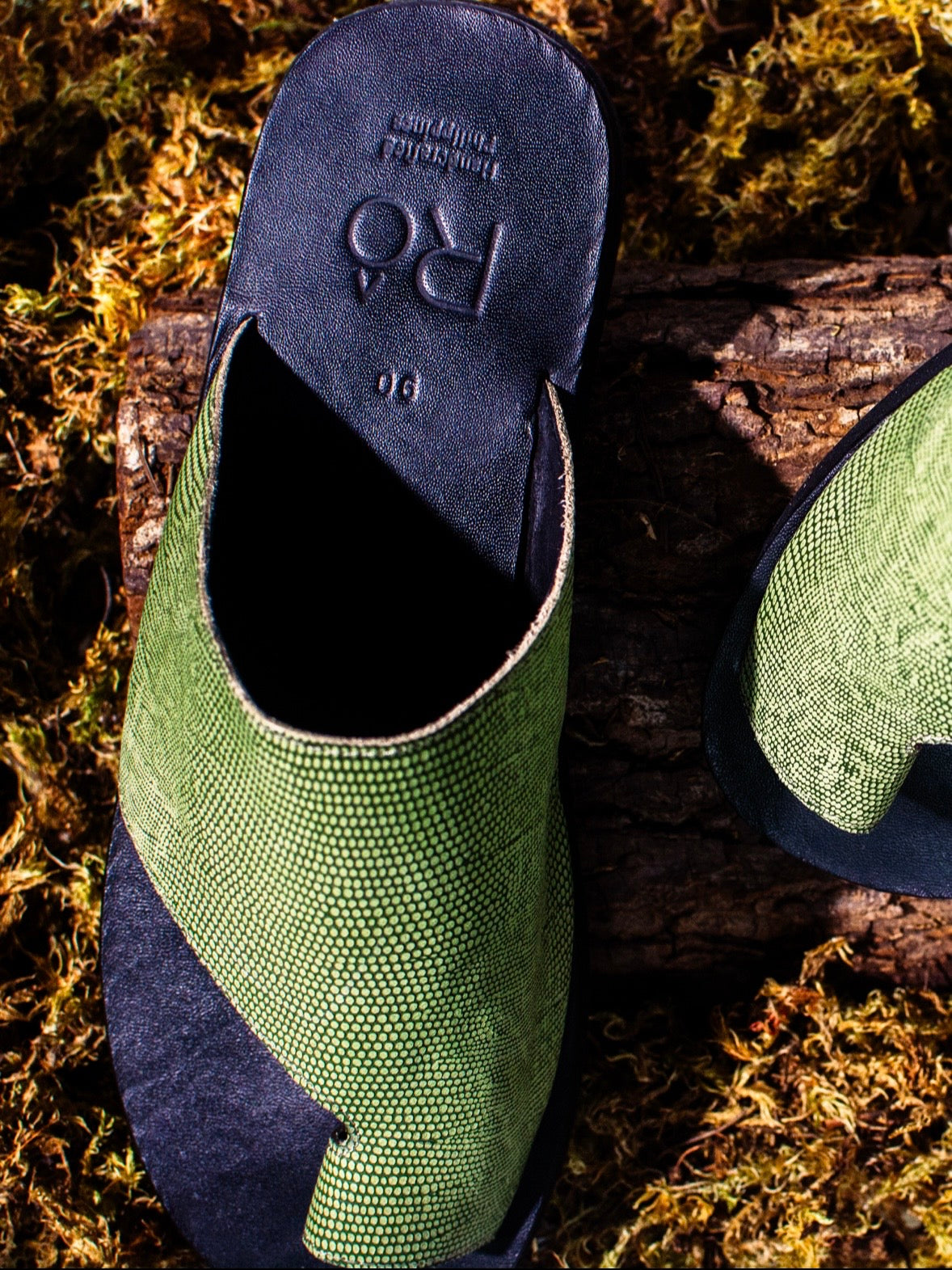 Green Lizard Skin Slides