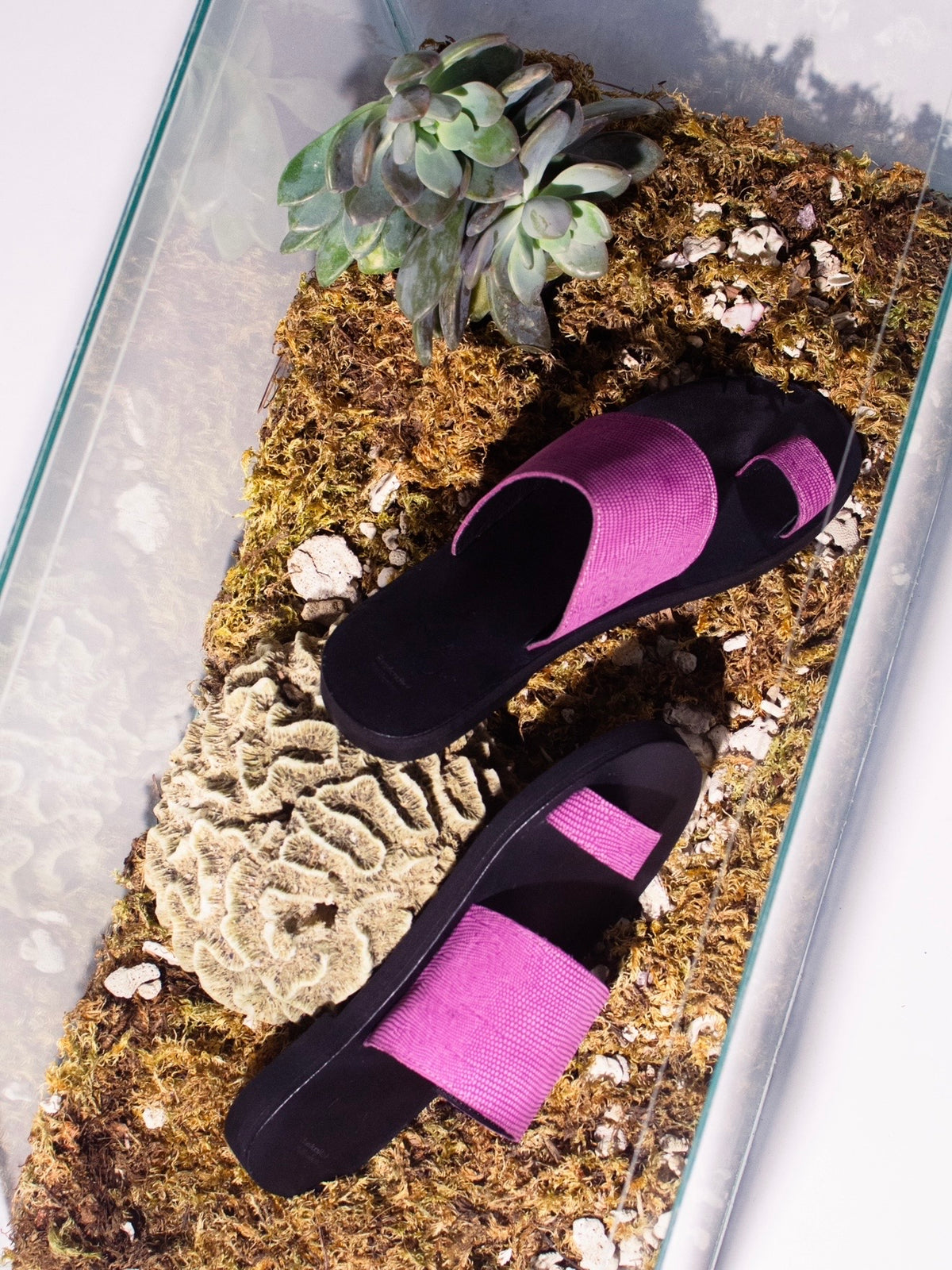 Pink Lizard Skin Slides