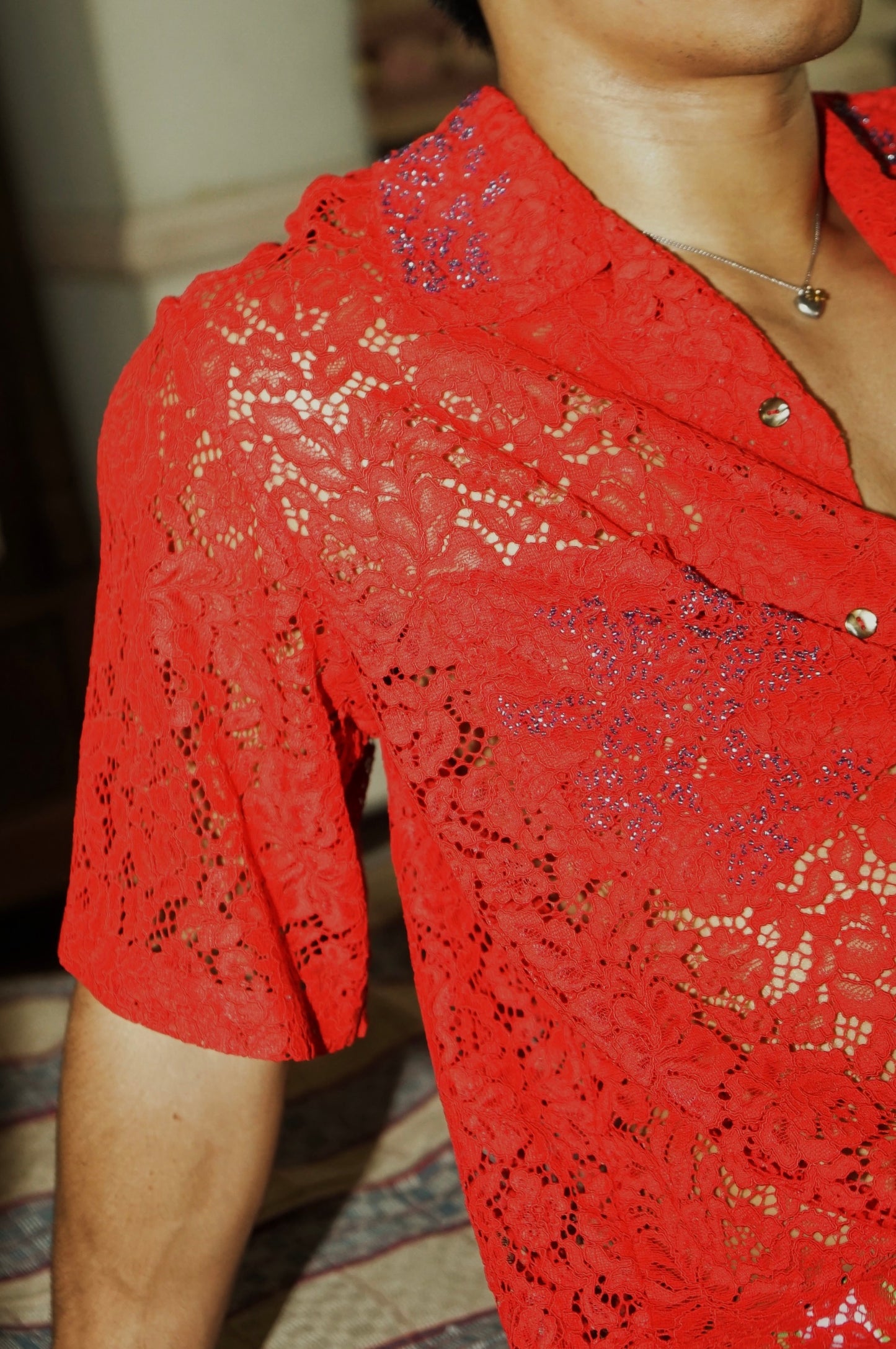 Cotton Floral Lace Shirt