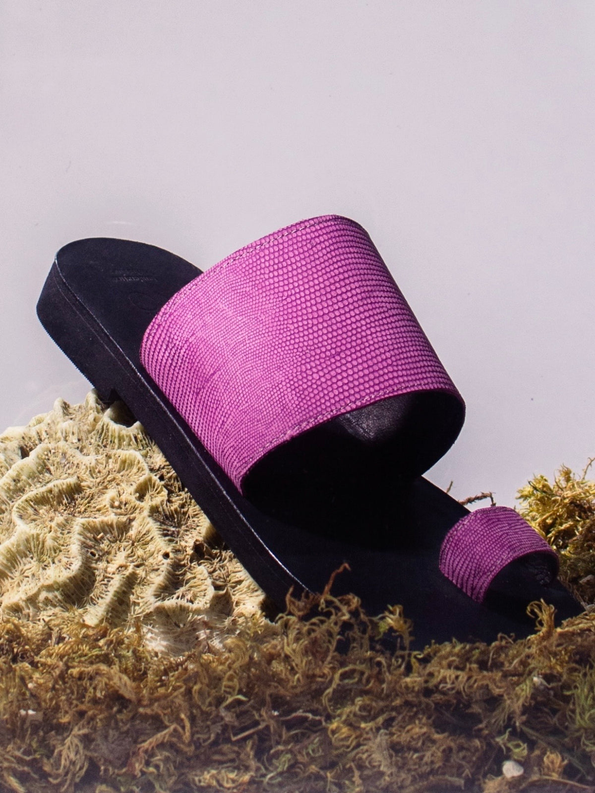 Pink Lizard Skin Slides
