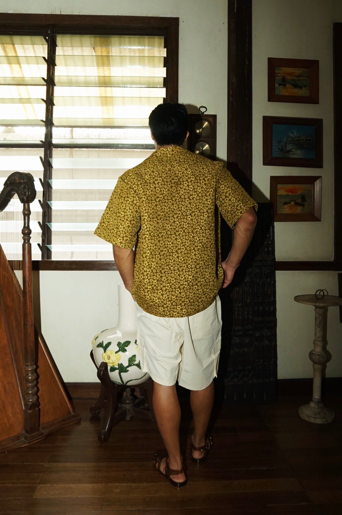 Dead Stock Embroidered Cloque Mustard