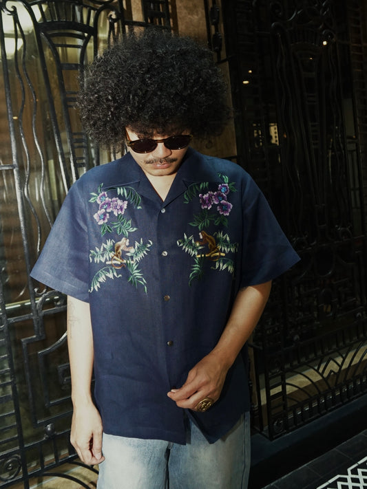 Jungle Linen Shirt Navy