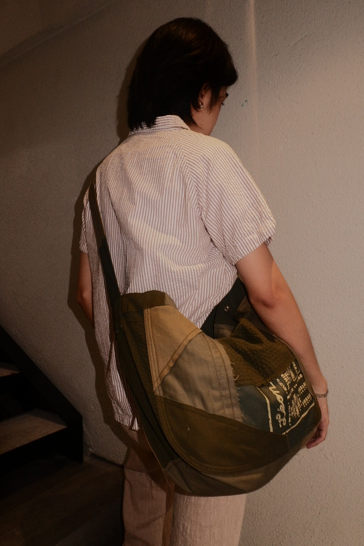 Patchwork Messenger Bag Army Green