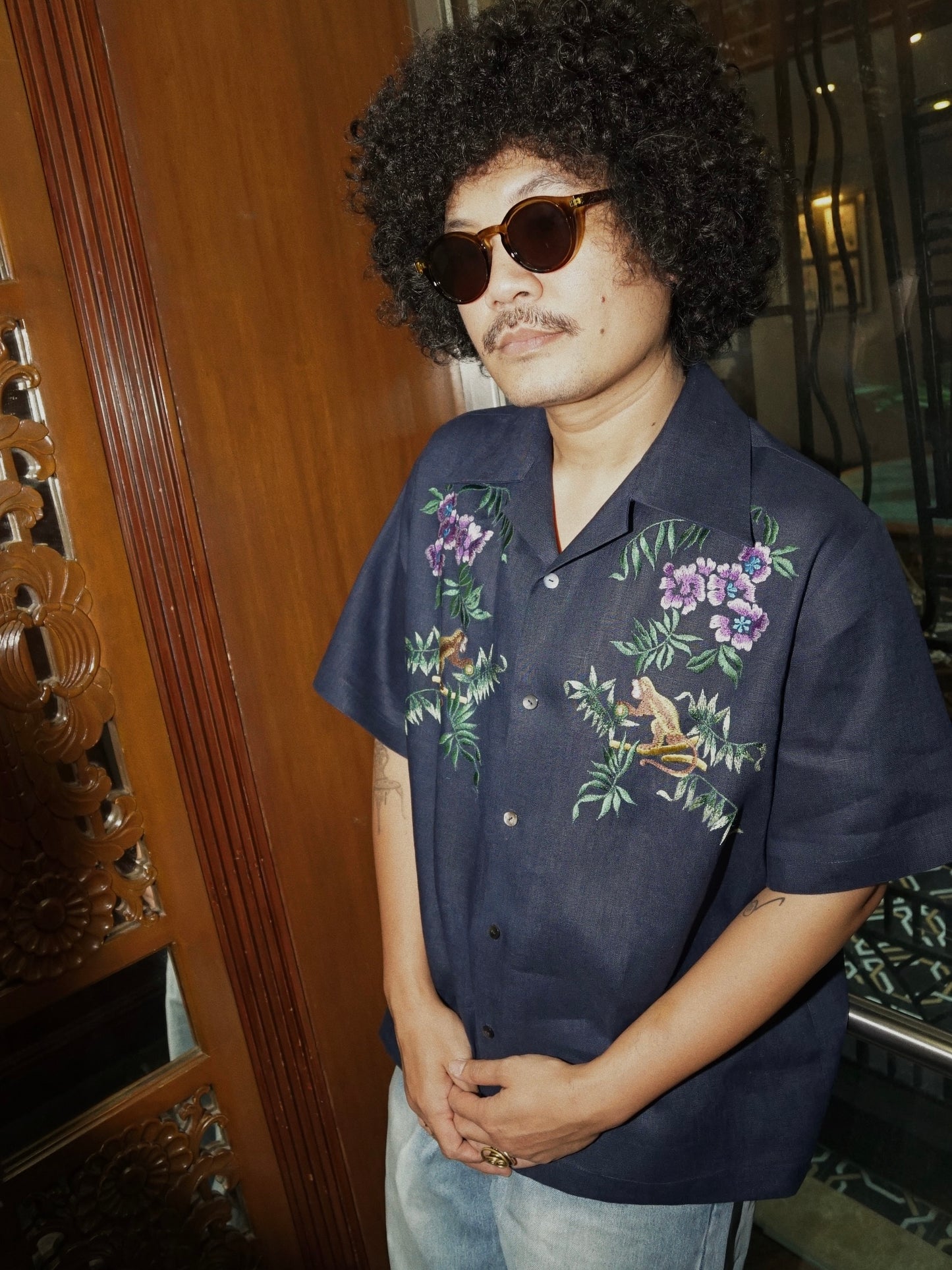Jungle Linen Shirt Navy