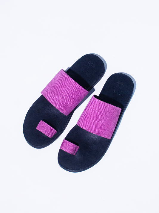 Pink Lizard Skin Slides