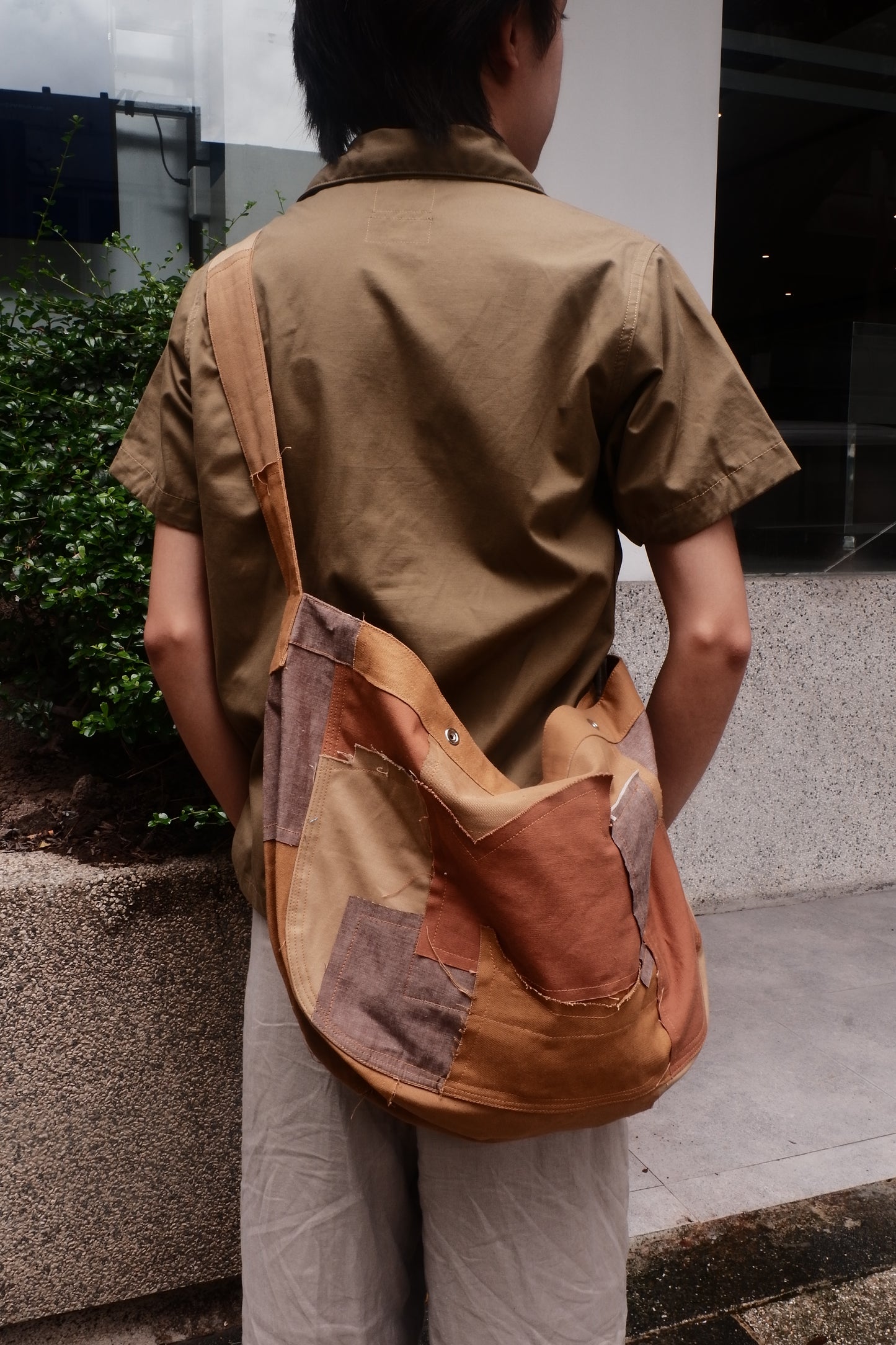 Patchwork Messenger Bag Tan