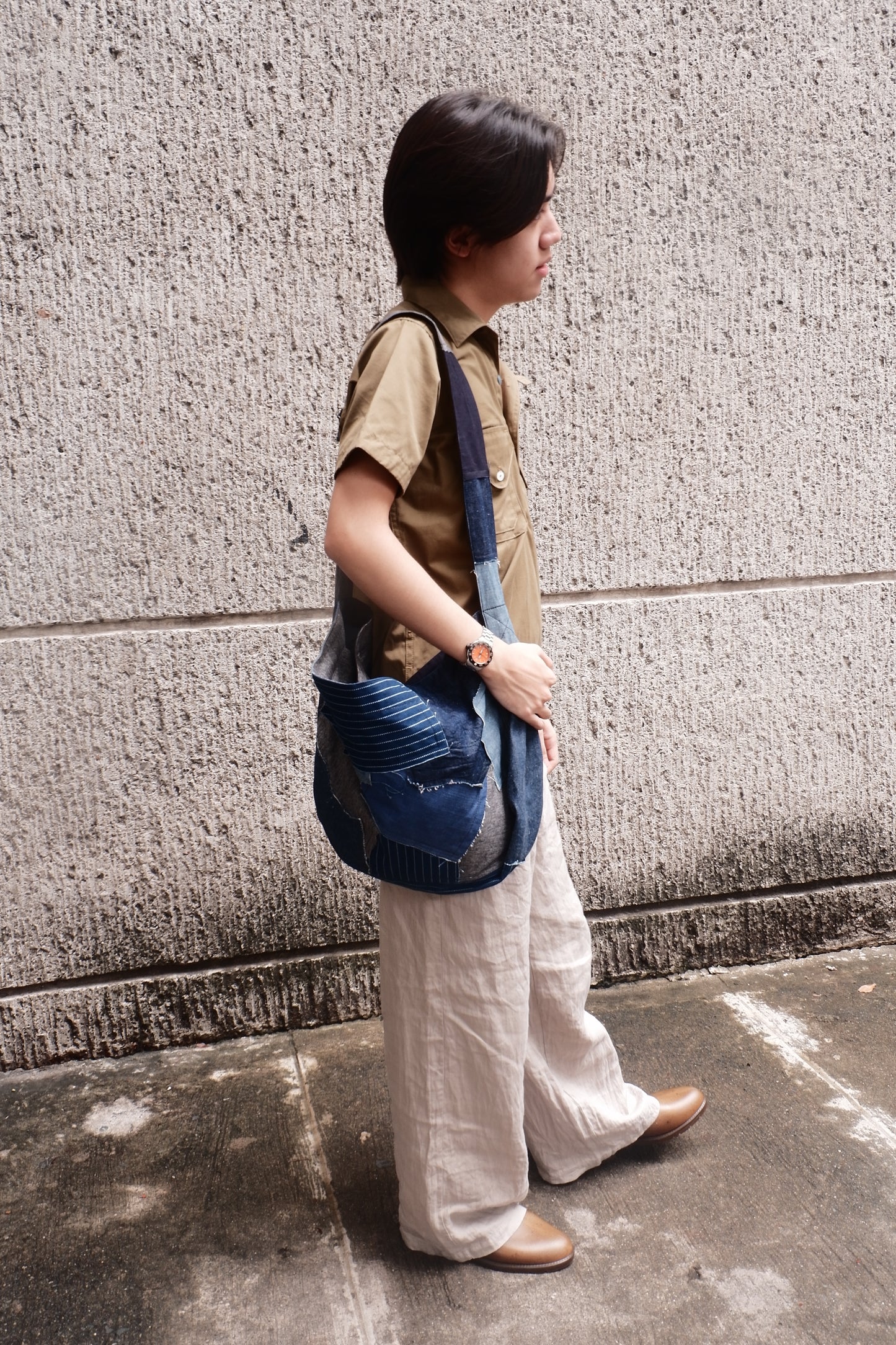 Patchwork Messenger Bag Denim