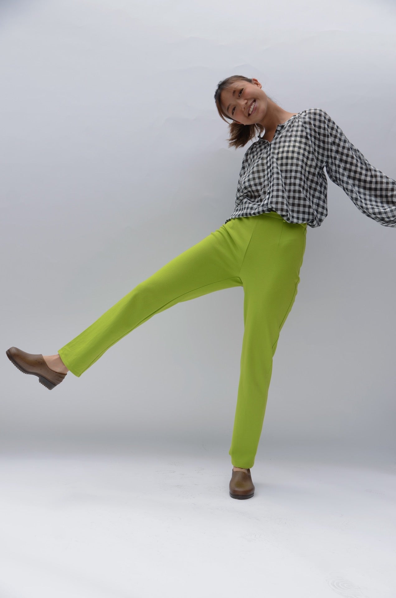 Shanghai Tang Acid Green Slim Cut Jersey Pants