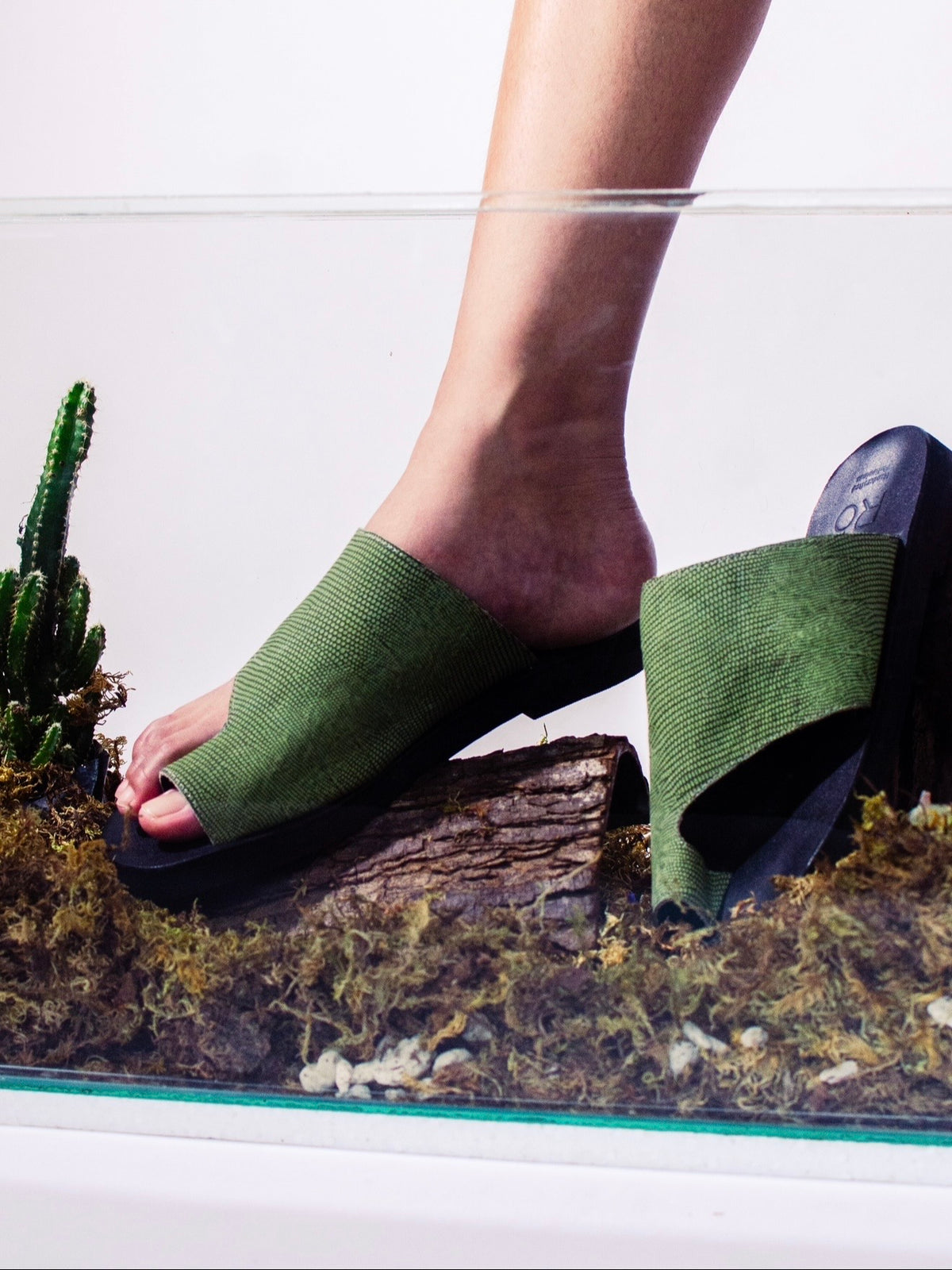 Green Lizard Skin Slides