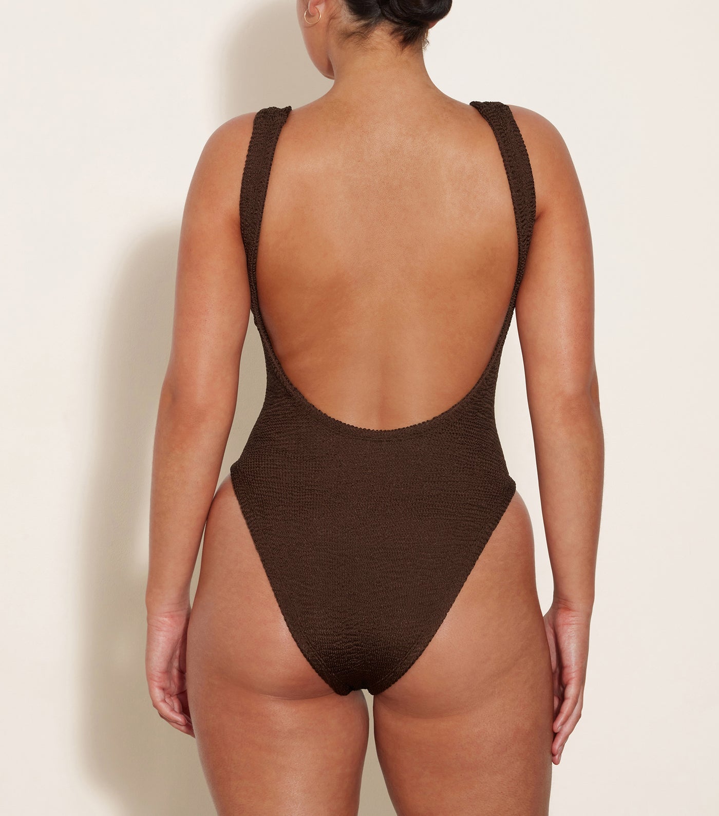 Square Neck Swim Metallic Chocolate