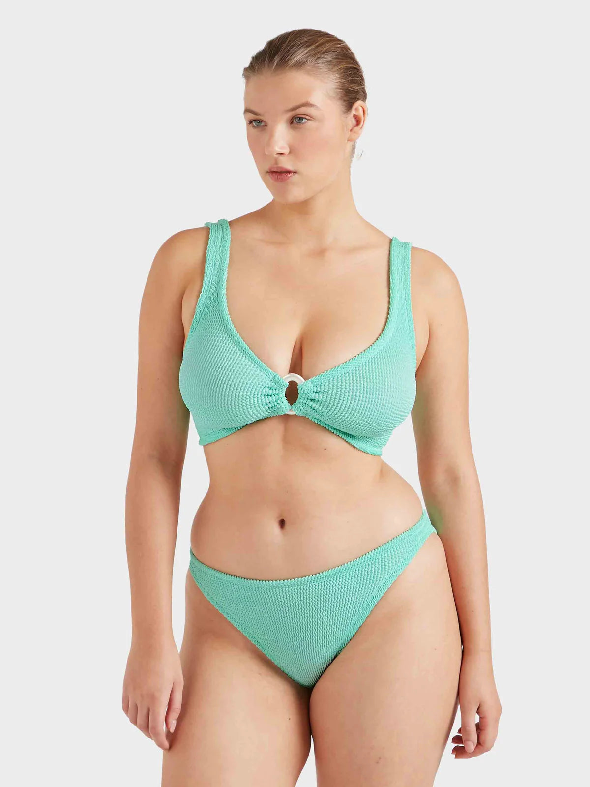 Julia Bikini with Pearly Hoop Metallic Mint