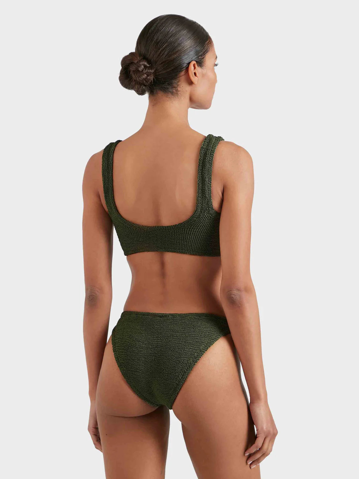 Julia Bikini with Tonal Hoops Metallic Khaki