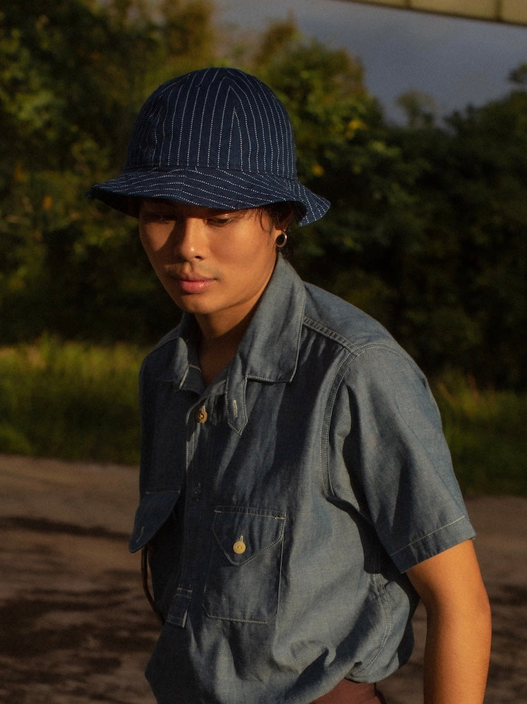 Tropa x Leon Denim Daisy Mae Hat Blue Stripes