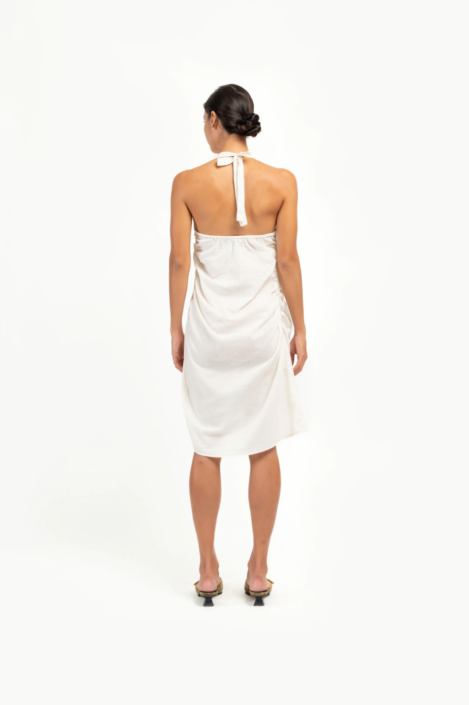 Oat Scrunch Halter Dress